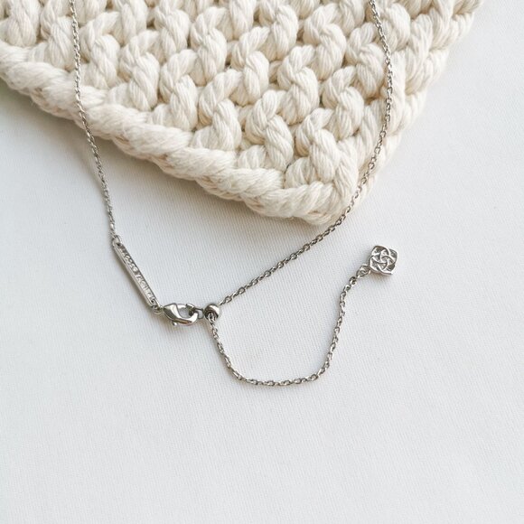 Authentic Kendra Scott Football Silver Orange Goldstone Short Pendant Necklace - Picture 4 of 4